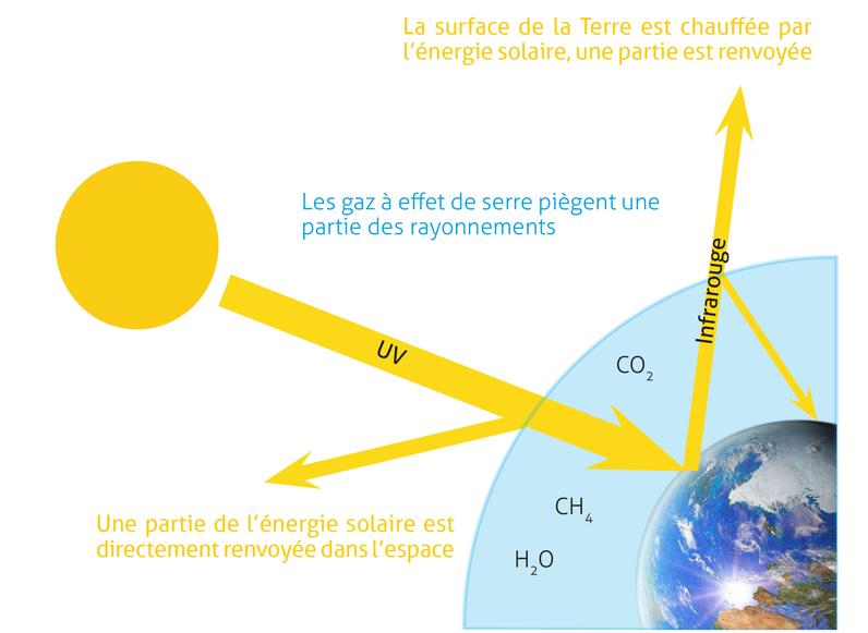 Schéma explicatif du principe du réchauffement climatique