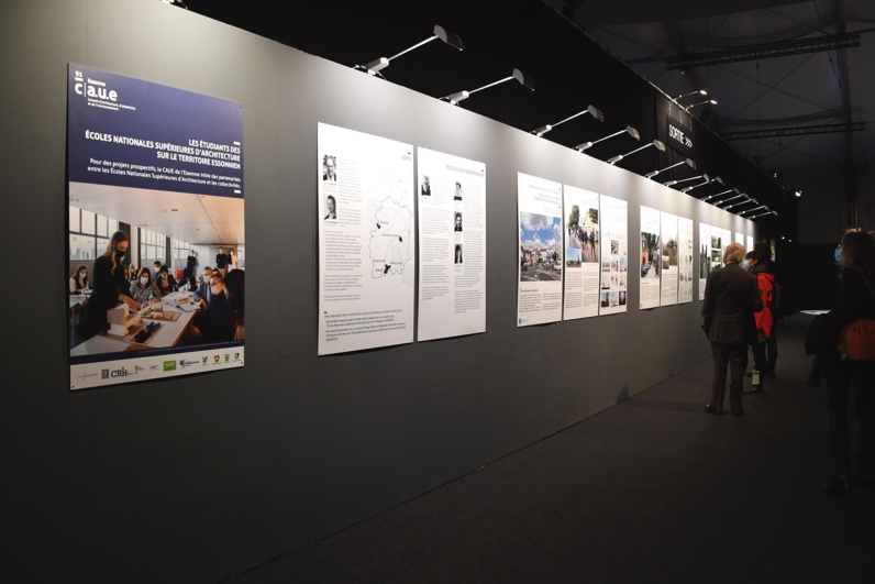 Notre exposition “Les étudiants des Écoles nationales supérieures d’architecture sur le territoire essonnien” au salon Architect@work. Action menée les 23 et 24 septembre 2021