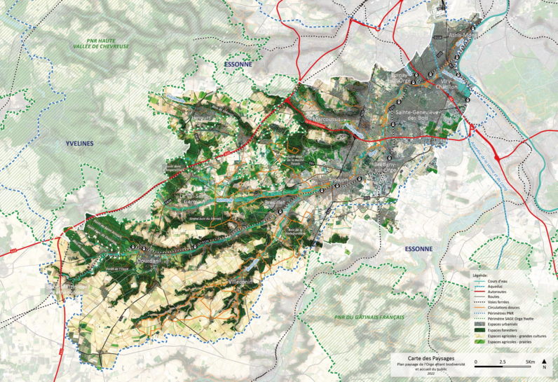 La carte des paysages du bassin versant de l’Orge, réalisée par Caudex | 2022 à 2024