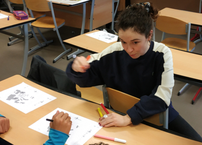 Action menée en 2020 par Cécile Besnard, architecte du CAUE de l'Essonne, au collège Rosa Luxemburg de Lisses