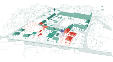 Dessin de situation de la Ferme de Contin à Paray-Vieille-Poste.