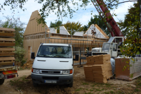 Pose de l'isolation en fibre de bois