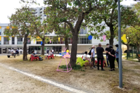 Aménagement et signalétique réalisés par le DNMADE du lycée Georges Brassens à Évry-Courcouronnes.