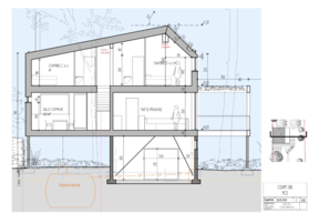 Coupe Projet - Oncy-sur-Ecole - Gîte Bloasis - MOA privée/Doucet architectes