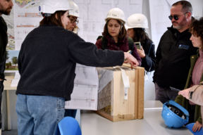 Témoin de la constitution des façades en ITE paille - Grigny - Groupe scolaire Paul Langevin Jean Perrin - Chantier mars 2025