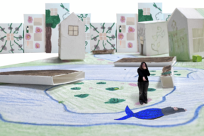 FA | Photomontage des histoires imaginées par les élèves.  Ici, surprise ! Une sirène dans le lac communal | 2025