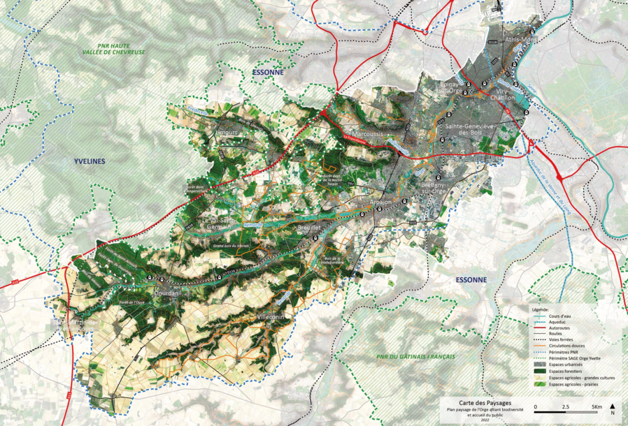 La carte des paysages du bassin versant de l’Orge, réalisée par Caudex | 2022 à 2024